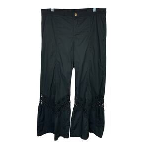 XCVI Pants Black Crochet Lace Flare Leg Cotton Blend Women's XL